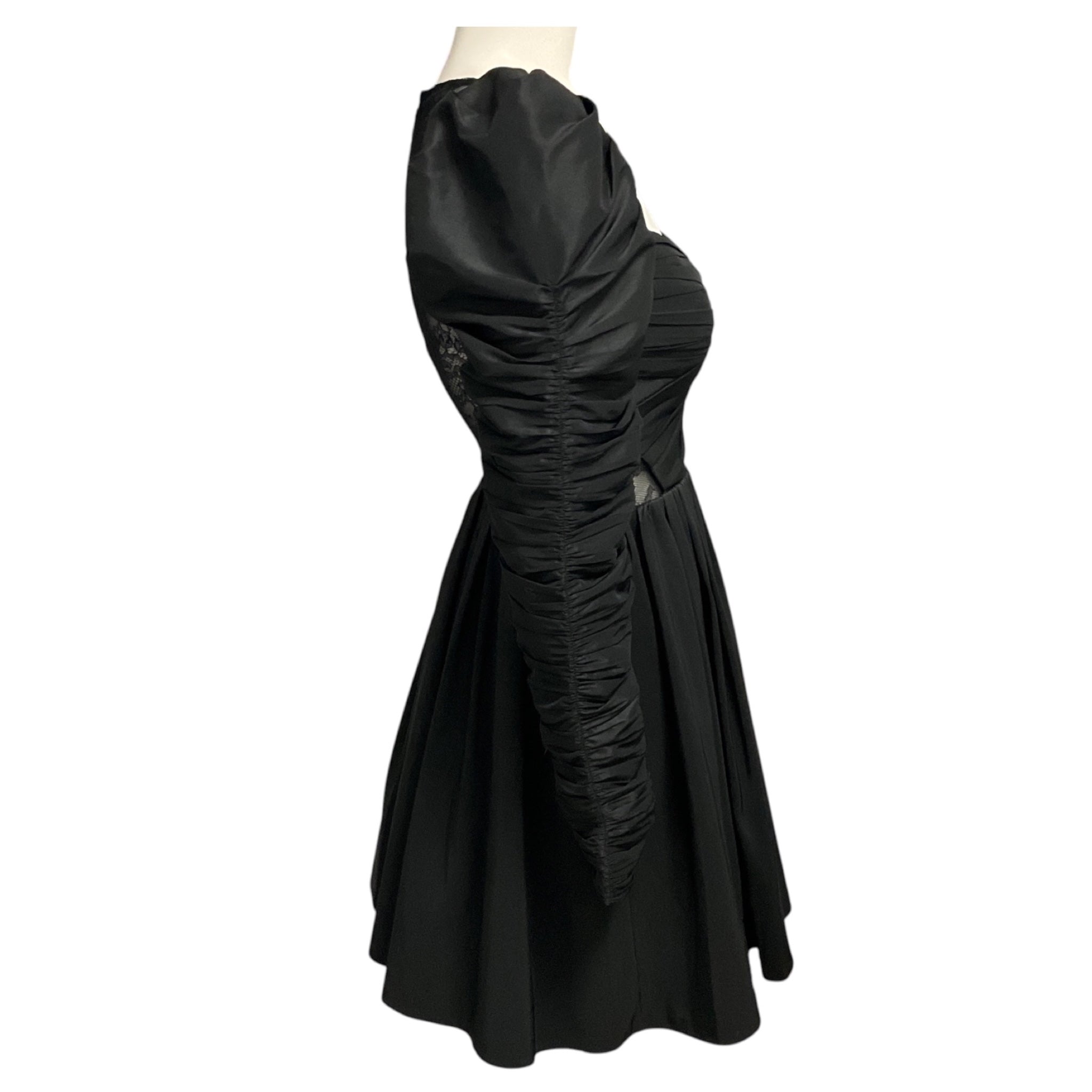 Self-Portrait Black Lace Back Taffeta Mini Dress