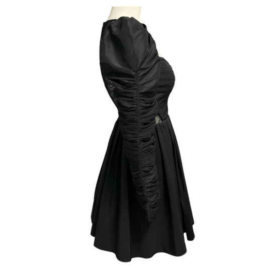 Self-Portrait Black Lace Back Taffeta Mini Dress