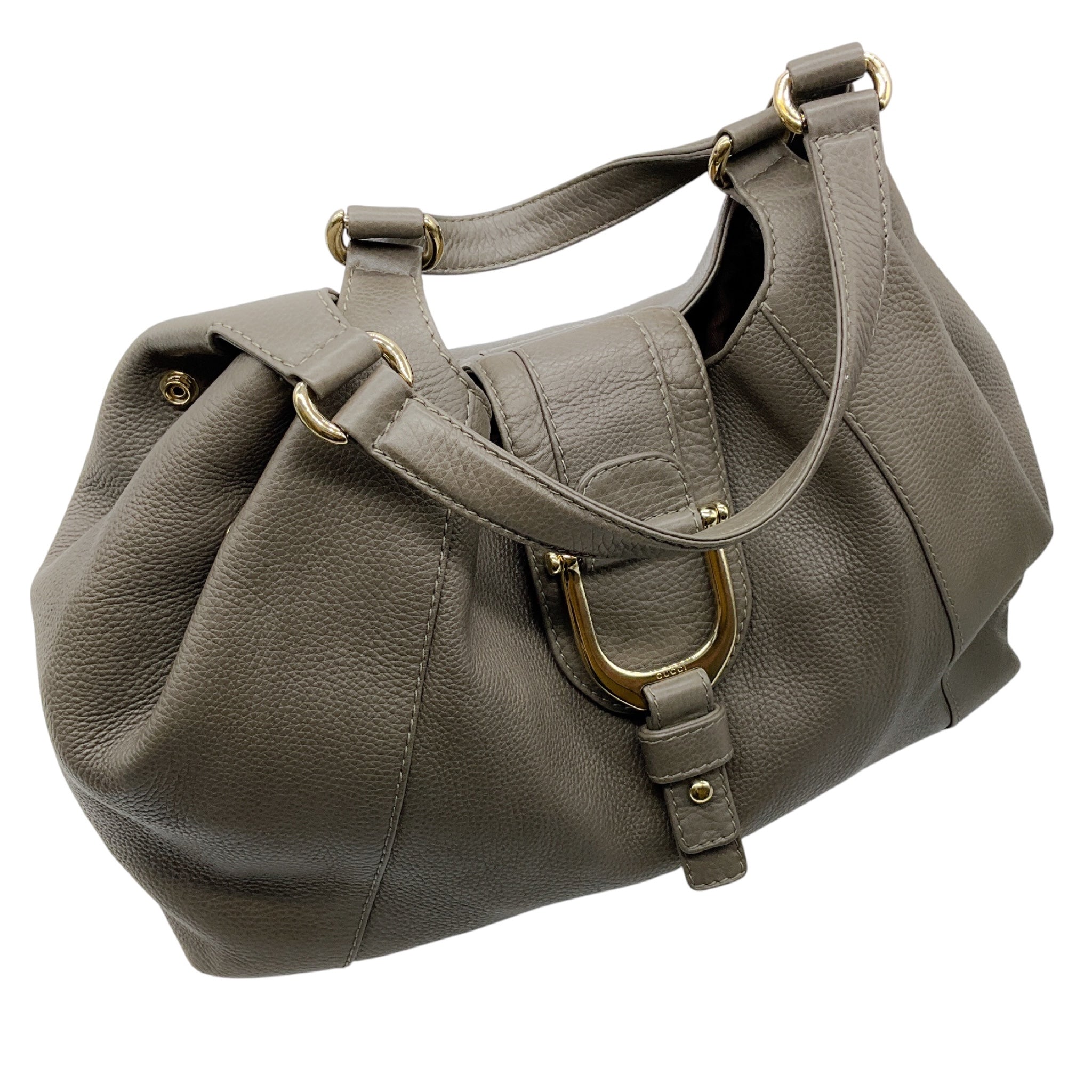 Gucci Taupe Grey Grained Leather Hobo Shoulder Bag