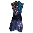 Load image into Gallery viewer, Self-Portrait Black / Teal Multi Printed Pleated Sleeveless Lace Dress
