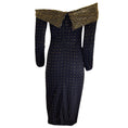 Load image into Gallery viewer, Sally LaPointe Black / Gold Studded Off-the-Shoulder Crepe Dress
