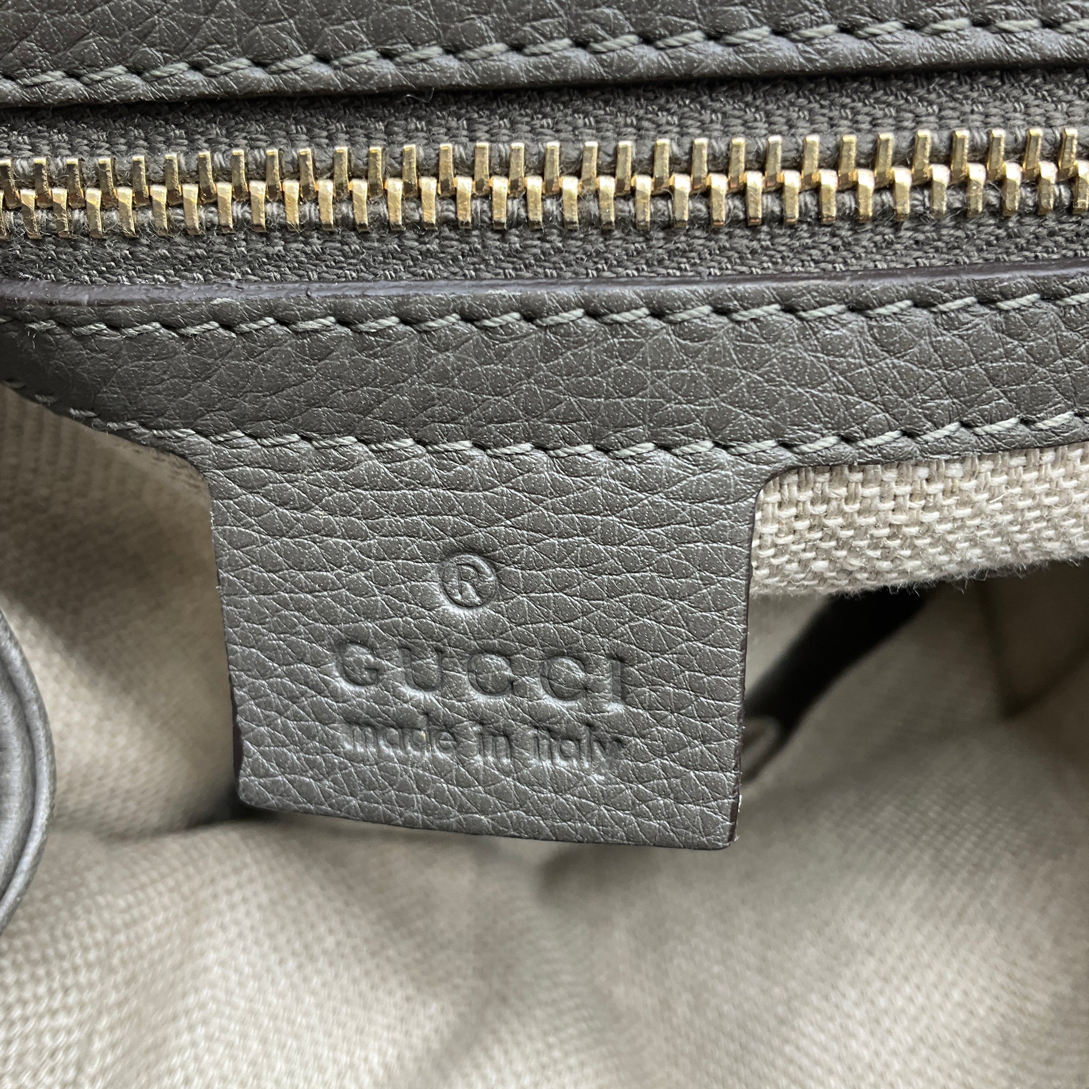 Gucci Taupe Grey Grained Leather Hobo Shoulder Bag