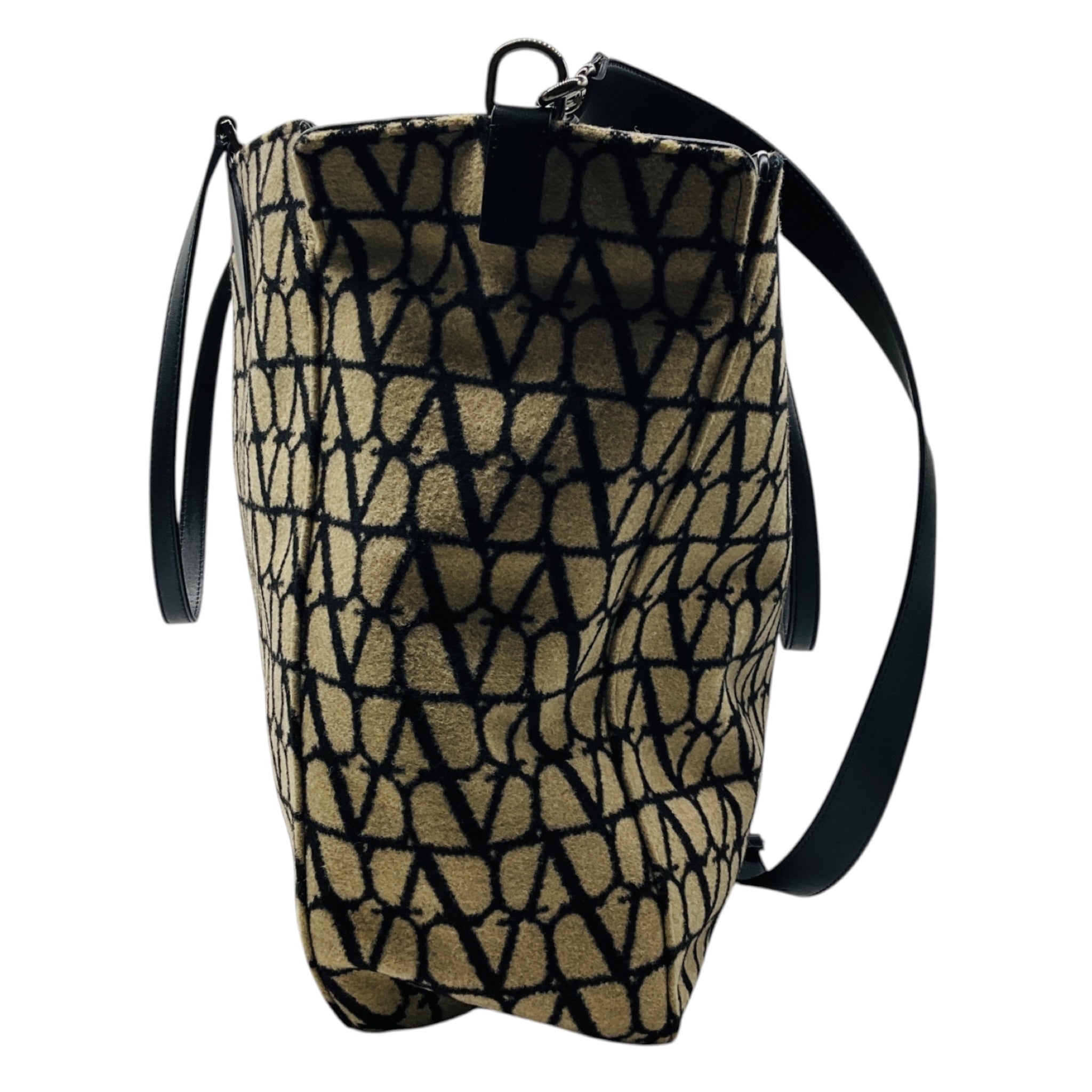 Valentino Beige / Black VLogo Reversible Large Tote Handbag