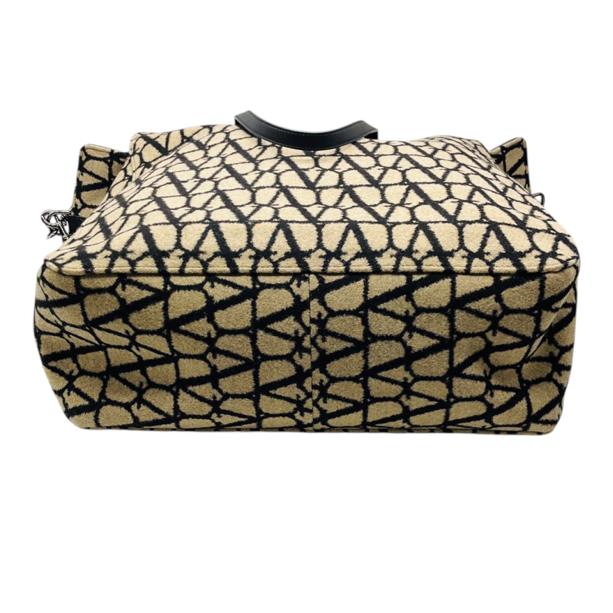 Valentino Beige / Black VLogo Reversible Large Tote Handbag