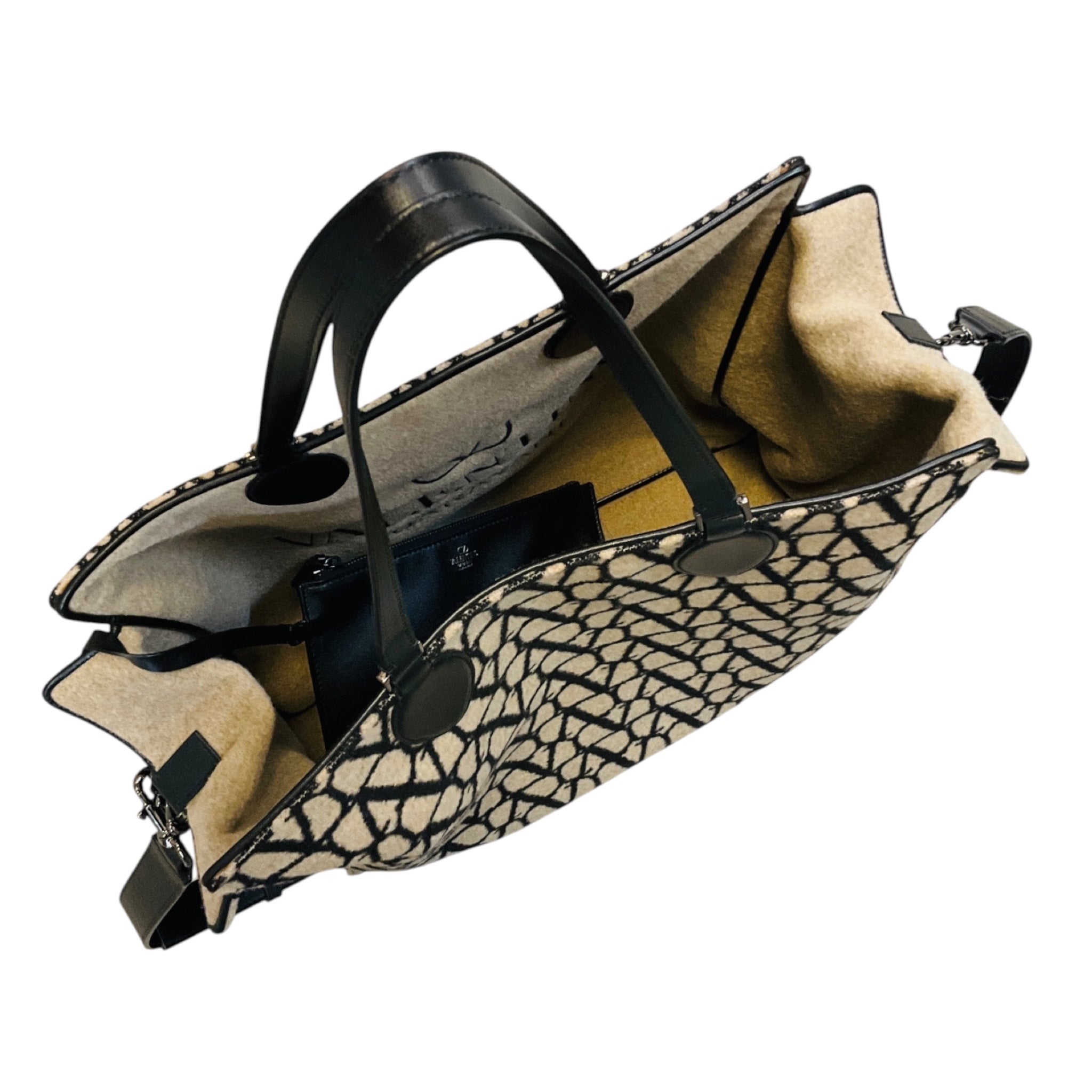 Valentino Beige / Black VLogo Reversible Large Tote Handbag