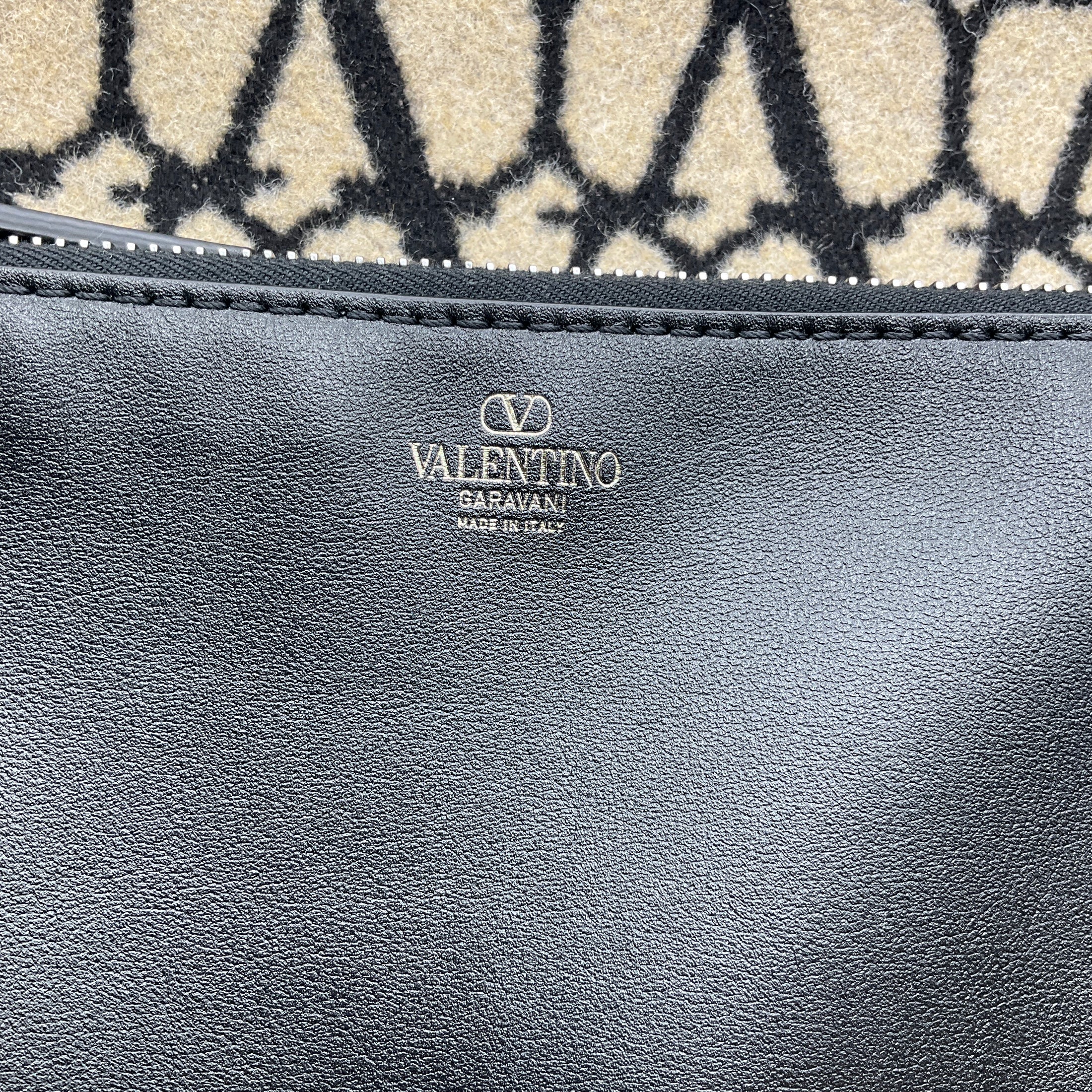 Valentino Beige / Black VLogo Reversible Large Tote Handbag