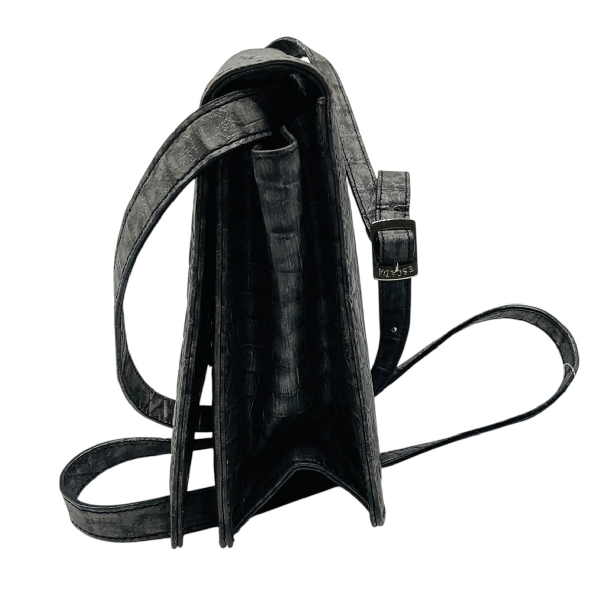Escada Grey Y2K Embossed Leather Shoulder Bag