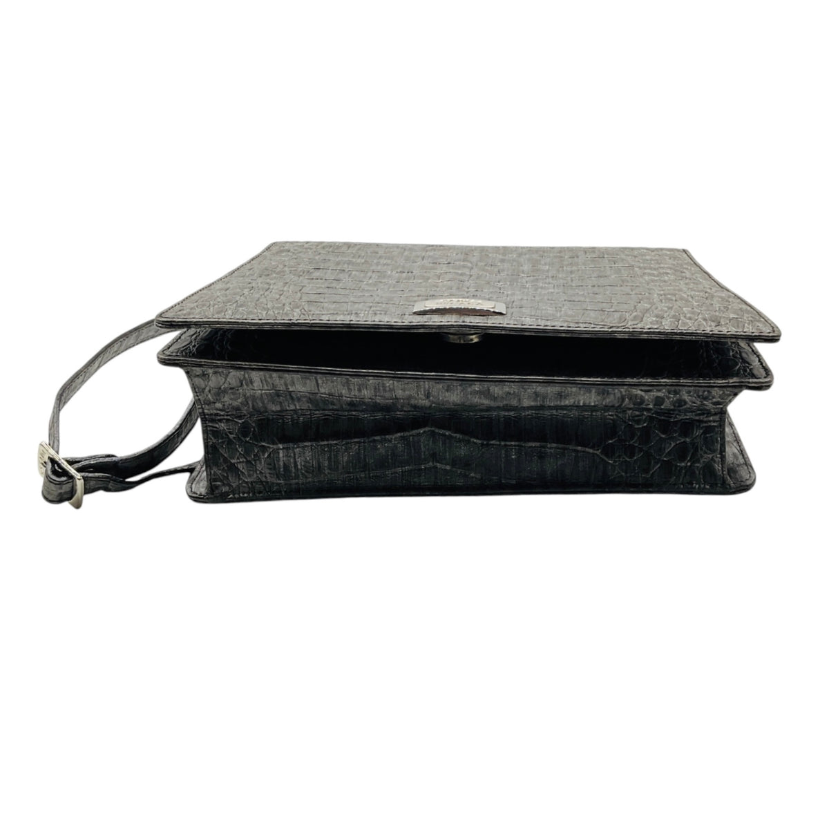 Escada Grey Y2K Embossed Leather Shoulder Bag