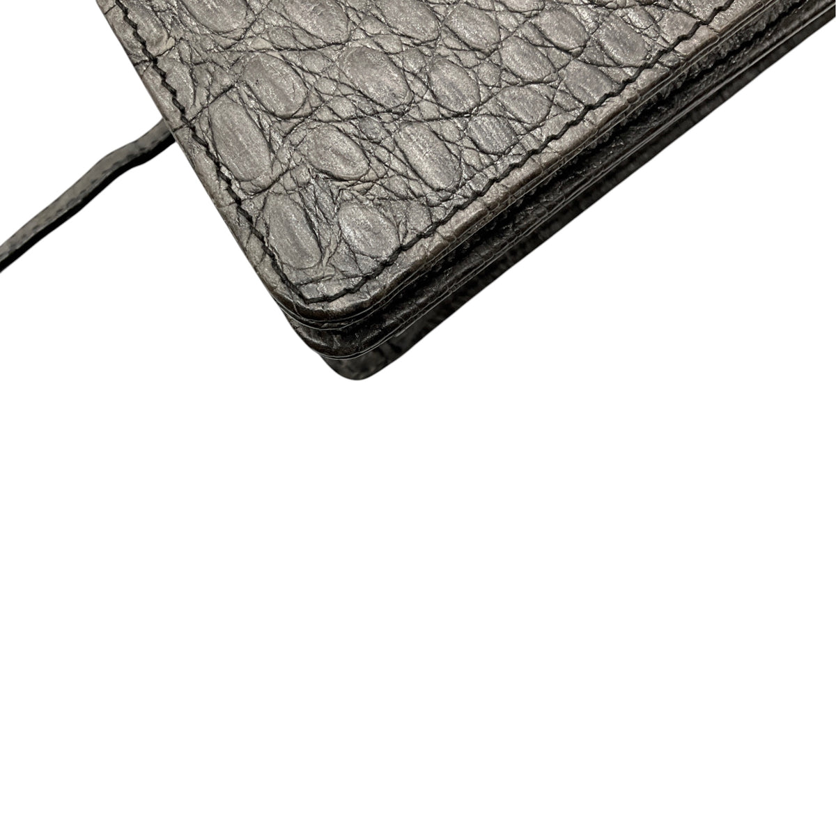 Escada Grey Y2K Embossed Leather Shoulder Bag