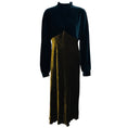 Load image into Gallery viewer, Dries Van Noten Navy Blue / Dark Gold Long Sleeved Velvet Midi Dress

