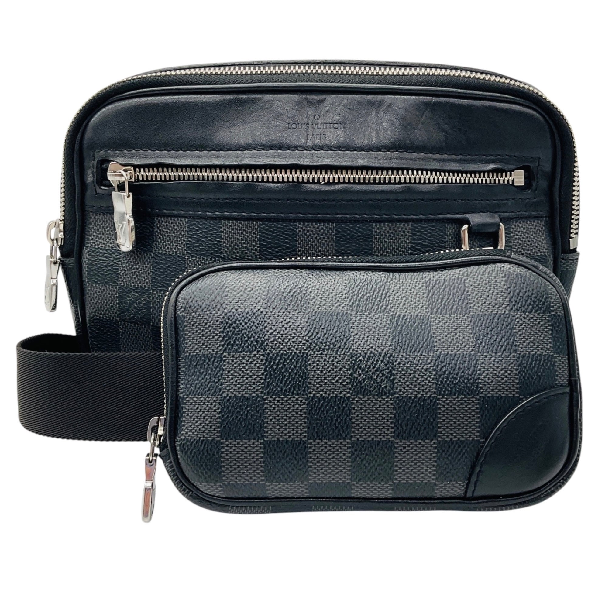 Louis Vuitton Graphite / Black Damier Coated Canvas and Leather Scott Messenger Shoulder Bag with Pouch