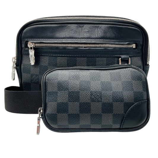 Louis Vuitton Graphite / Black Damier Coated Canvas and Leather Scott Messenger Shoulder Bag with Pouch