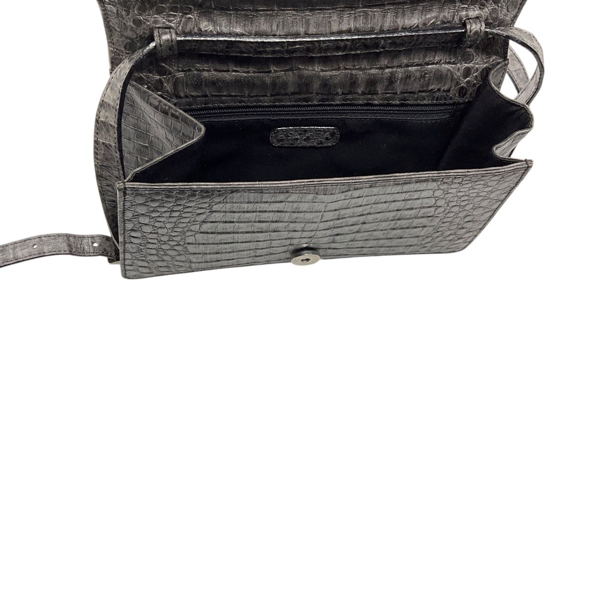 Escada Grey Y2K Embossed Leather Shoulder Bag