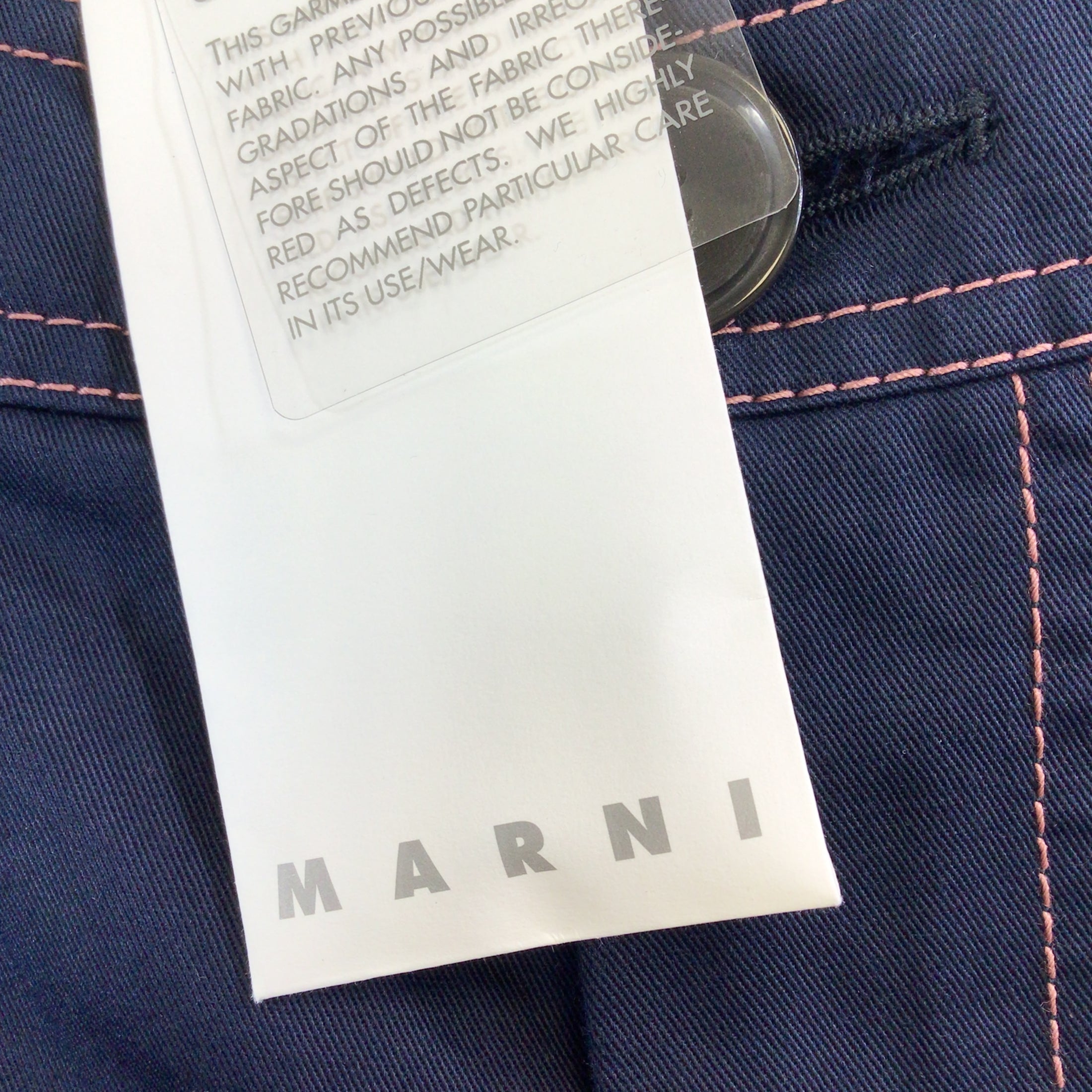 Marni Navy Blue Cotton Linen Trousers in Ultramarine