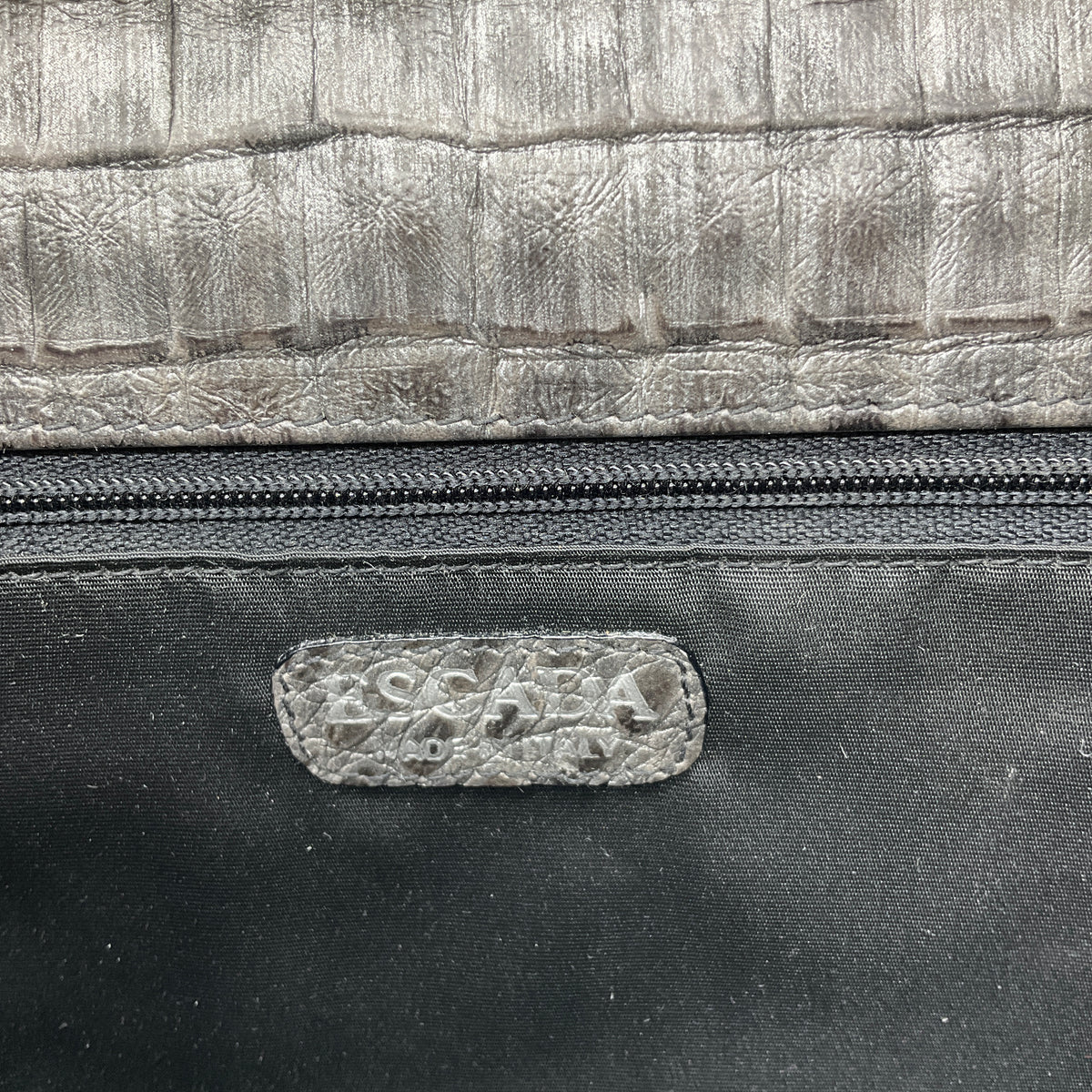 Escada Grey Y2K Embossed Leather Shoulder Bag