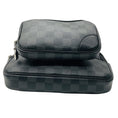 Load image into Gallery viewer, Louis Vuitton Graphite / Black Damier Coated Canvas and Leather Scott Messenger Shoulder Bag with Pouch
