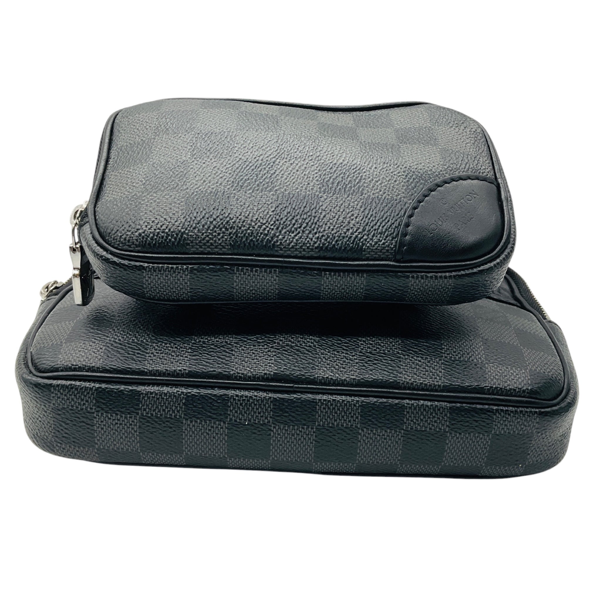 Louis Vuitton Graphite / Black Damier Coated Canvas and Leather Scott Messenger Shoulder Bag with Pouch