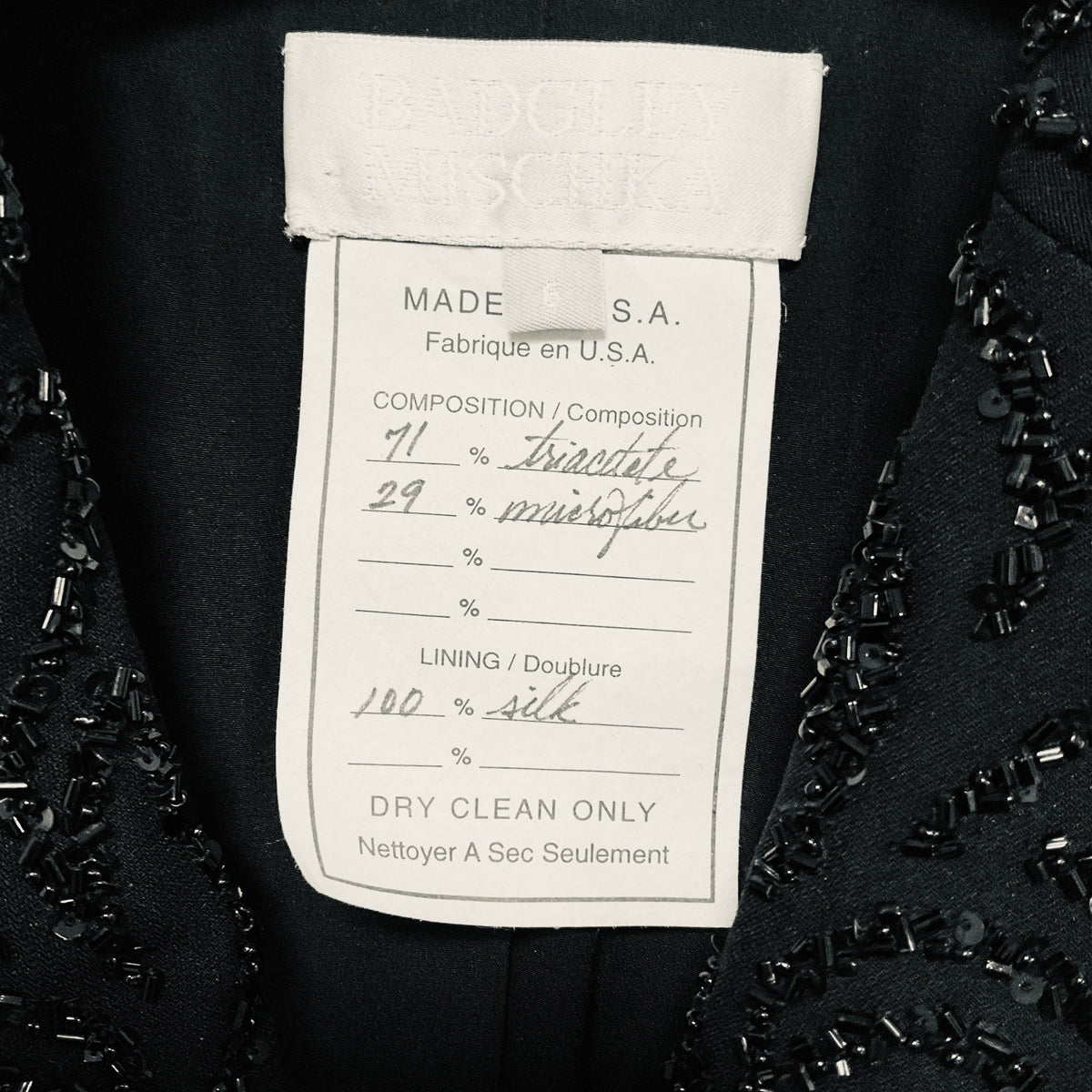 Badgley Mischka Couture Vintage Black Sequin and Bead Embellished Blazer Jacket