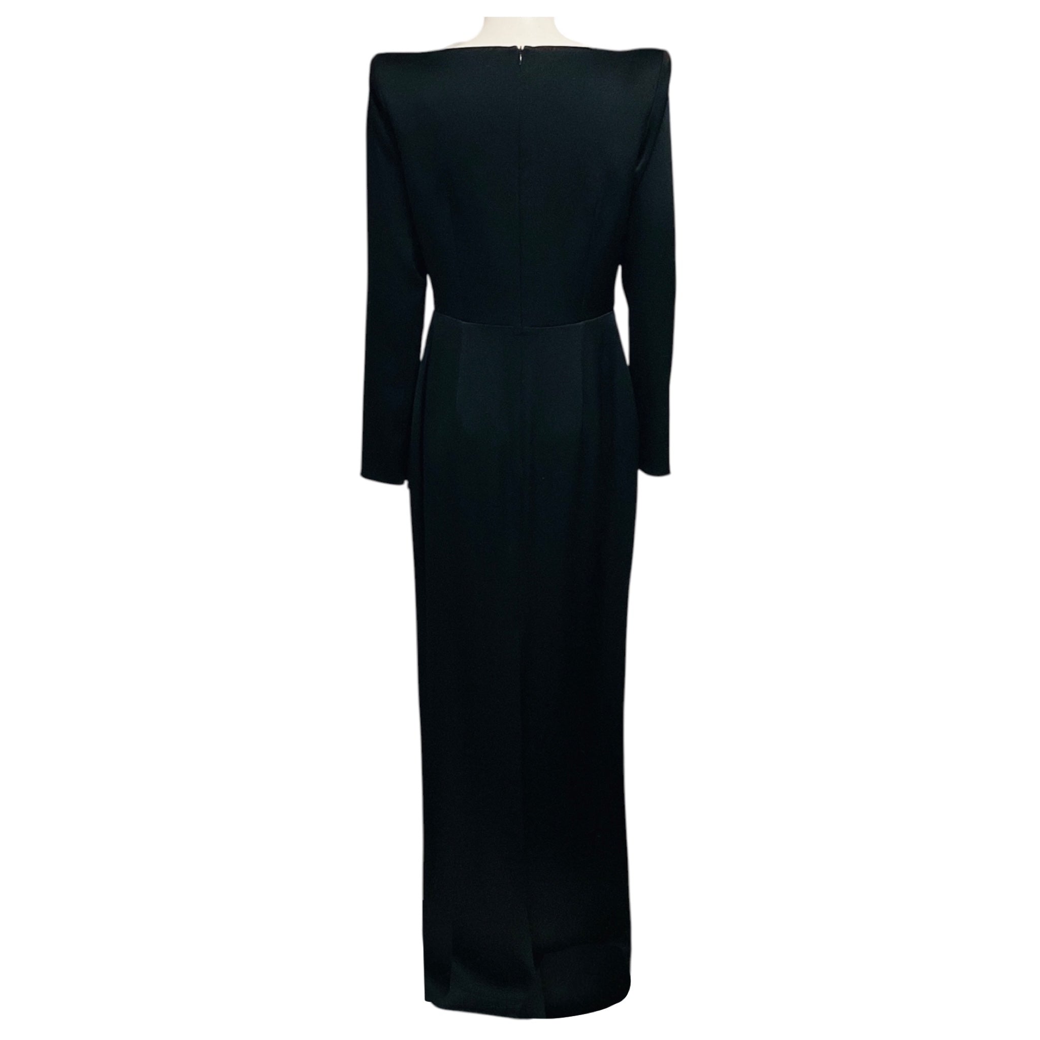 Alex Perry Black Long Sleeved Crepe Maxi Dress with Cut Out Detail