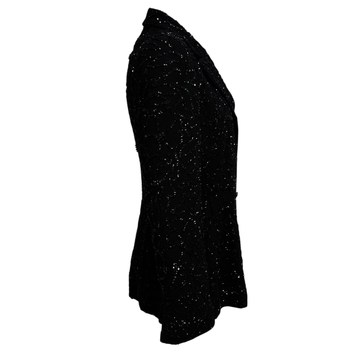 Badgley Mischka Couture Vintage Black Sequin and Bead Embellished Blazer Jacket
