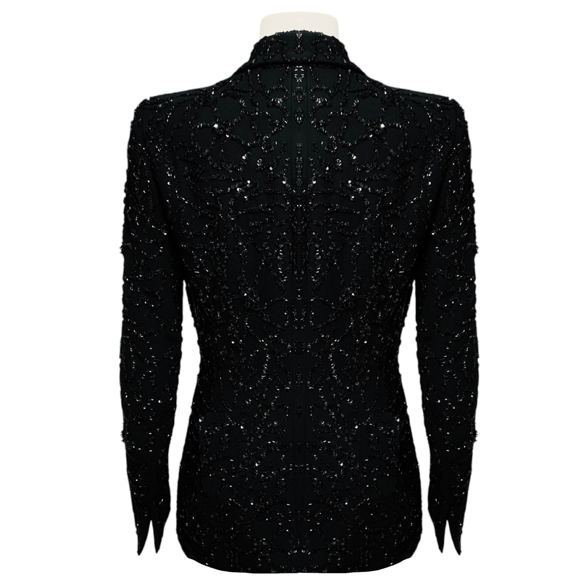 Badgley Mischka Couture Vintage Black Sequin and Bead Embellished Blazer Jacket