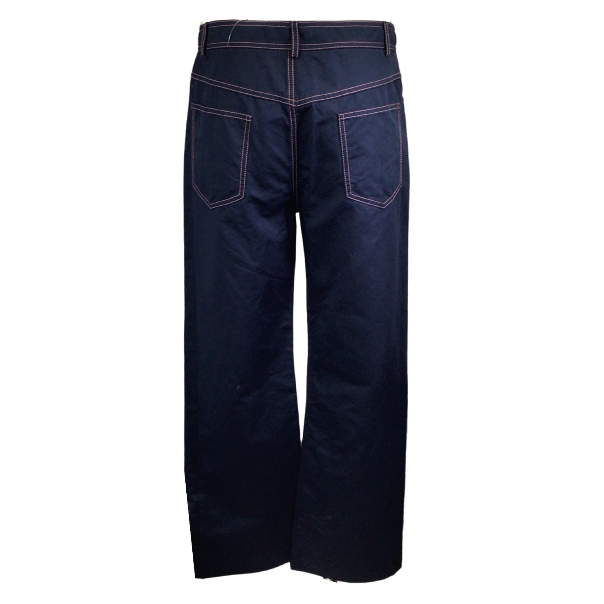 Marni Navy Blue Cotton Linen Trousers in Ultramarine