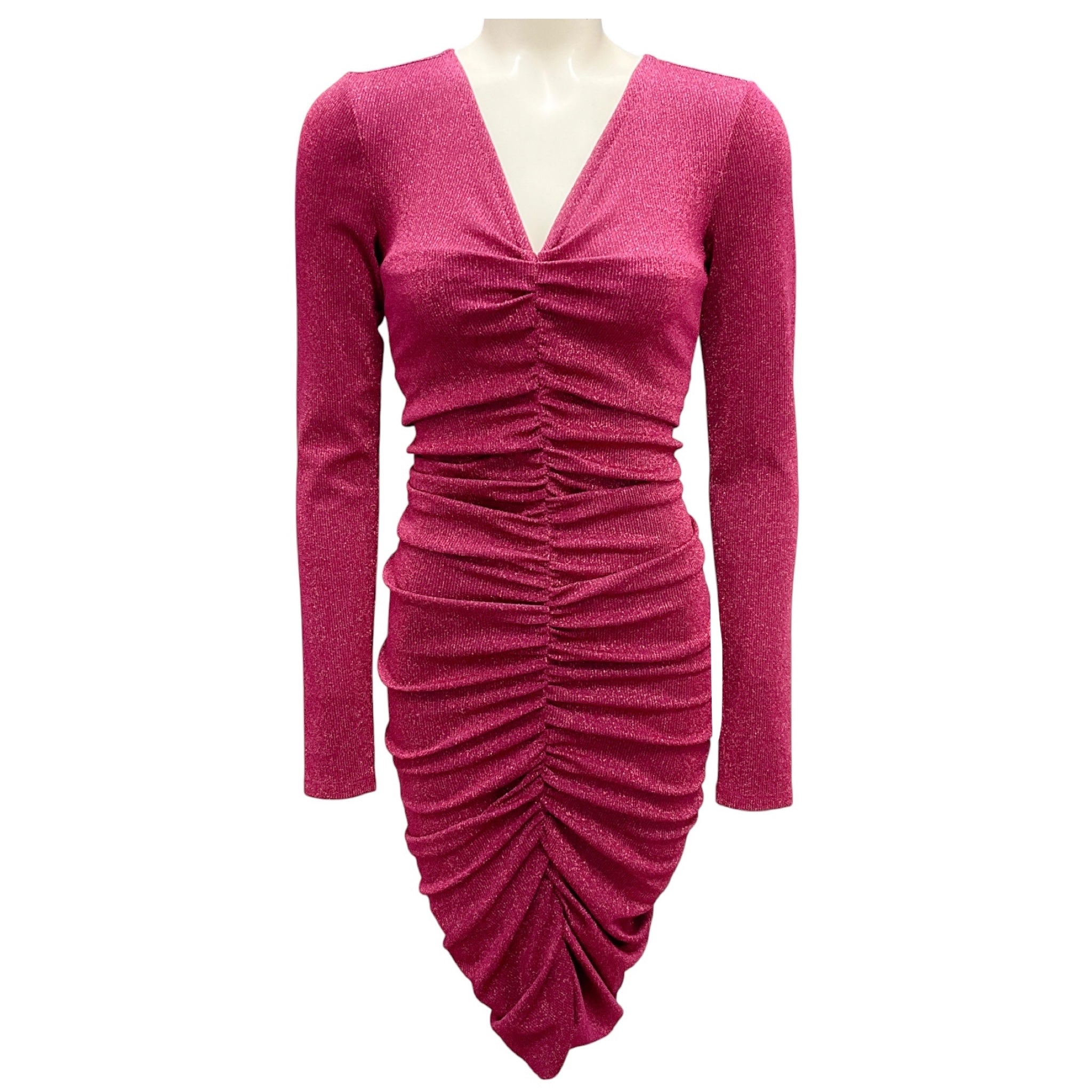Prabal Gurung Fuchsia Metallic Ruched Cocktail Dress