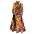 Load image into Gallery viewer, Prabal Gurung Multicolored Printed Tie-Neck Lace Trimmed Silk Dress
