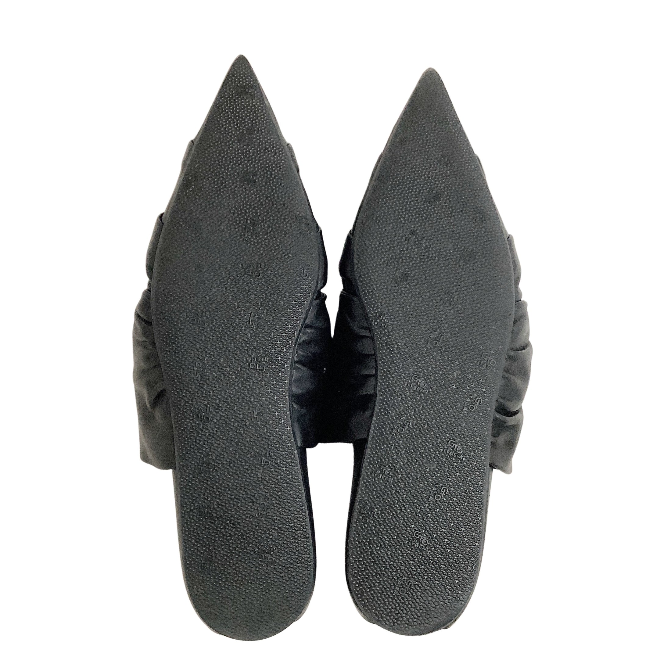 Jil Sander Black Leather Pointed Wrap Loafers