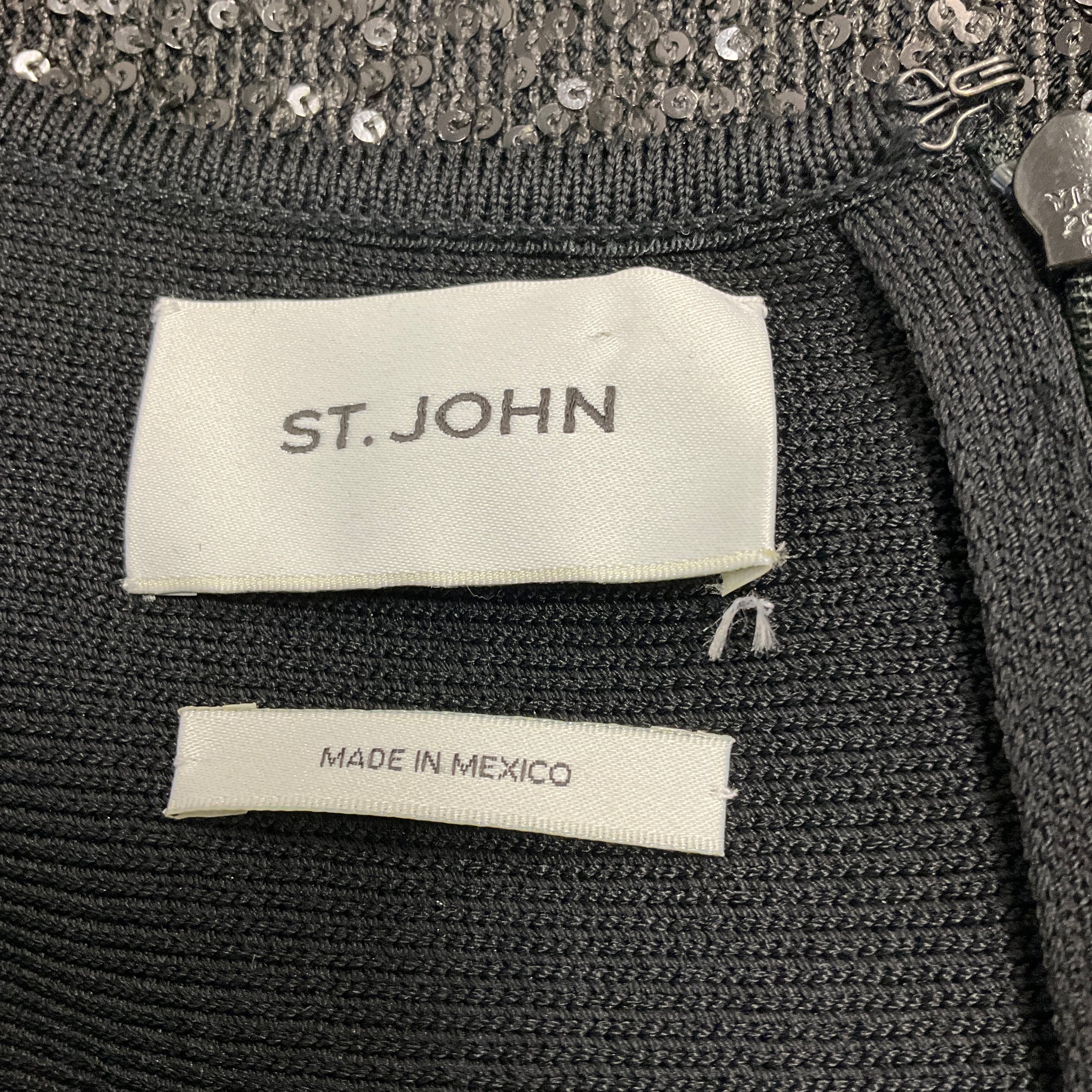 St. John Black Fall 2021 Sequined Sleeveless Knit Midi Dress