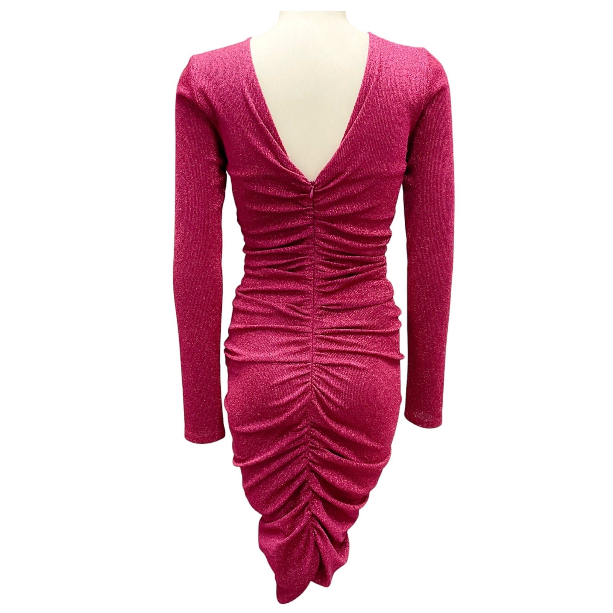 Prabal Gurung Fuchsia Metallic Ruched Cocktail Dress