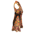Load image into Gallery viewer, Prabal Gurung Multicolored Printed Tie-Neck Lace Trimmed Silk Dress
