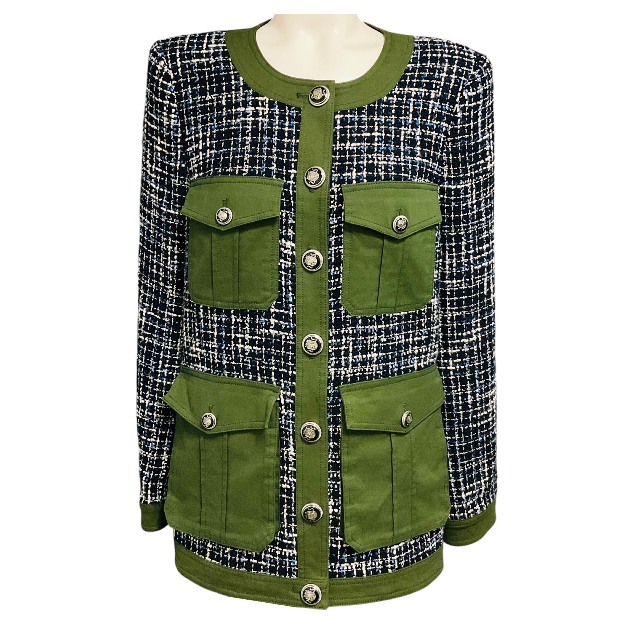 Veronica Beard Navy Multi Fielding Dickey Coat