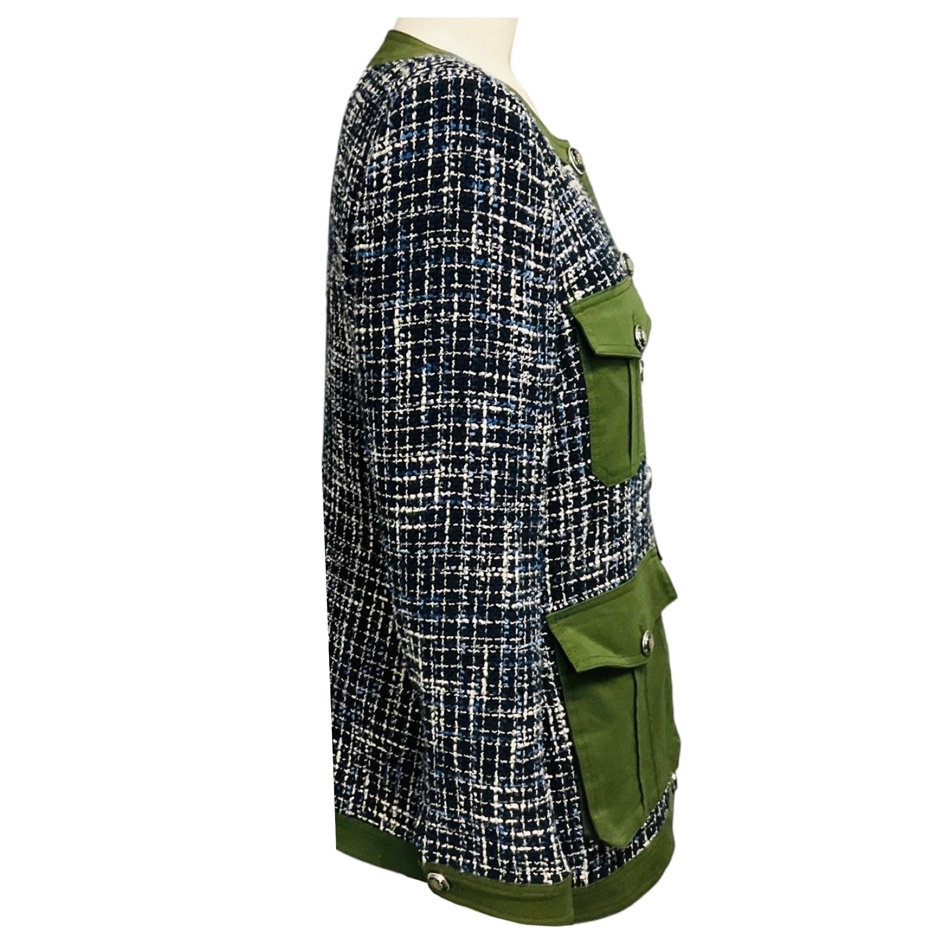 Veronica Beard Navy Multi Fielding Dickey Coat