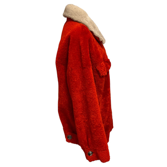 Punto Burnt Orange Lamb Shearling Jacket with Mink Fur Collar