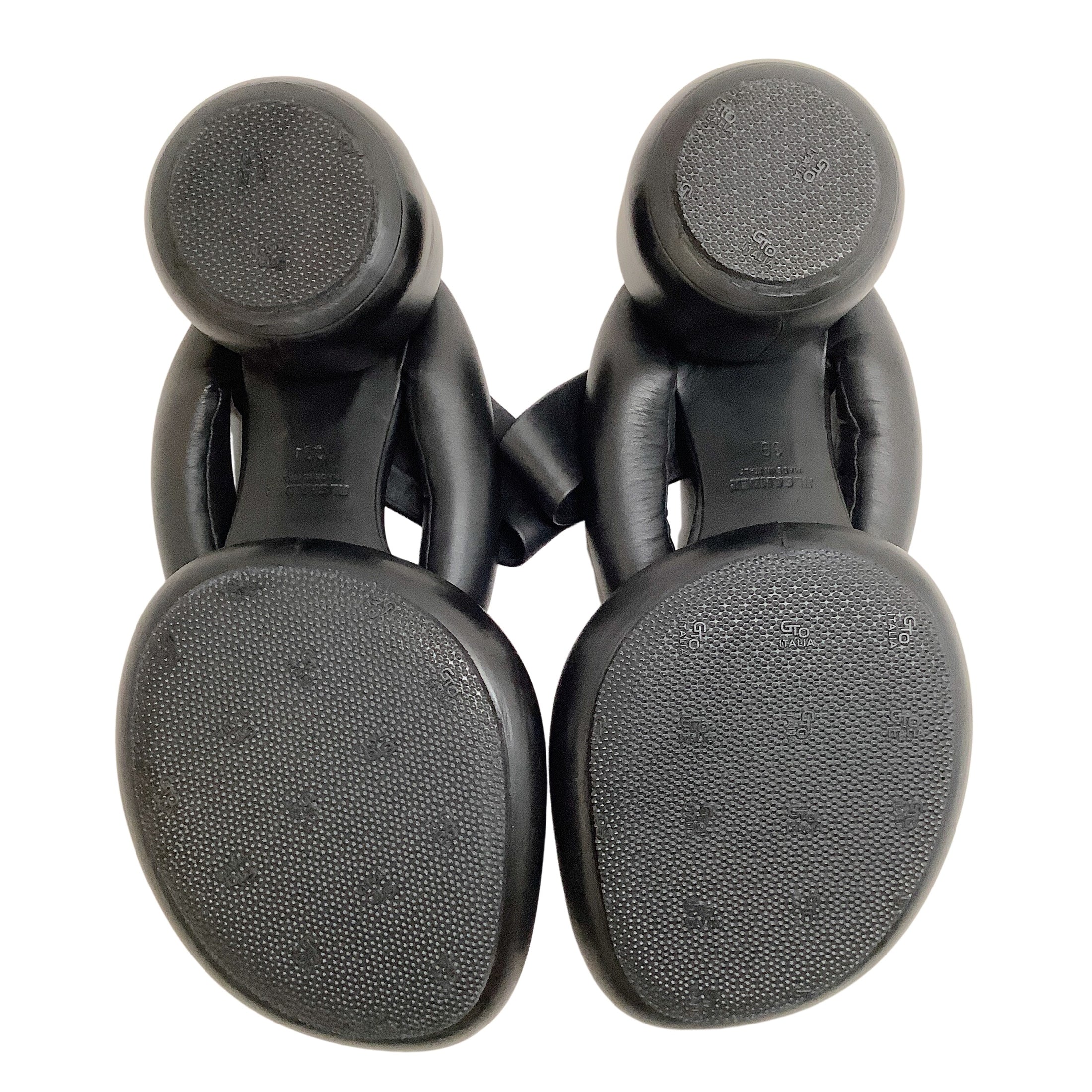 Jil Sander Black Leather Padded Platform Sandals