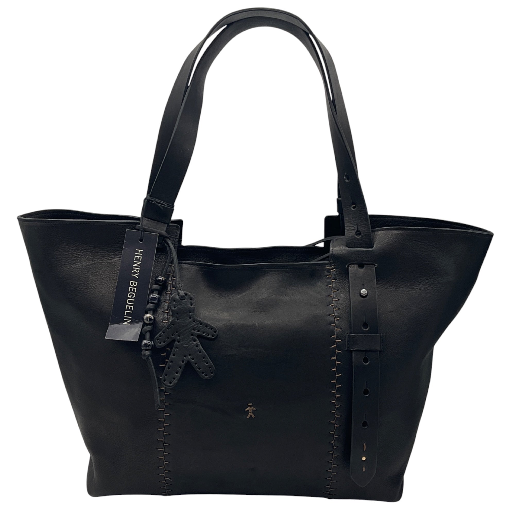 Henry Beguelin Black / Nero Large Betta Leather Tote Handbag