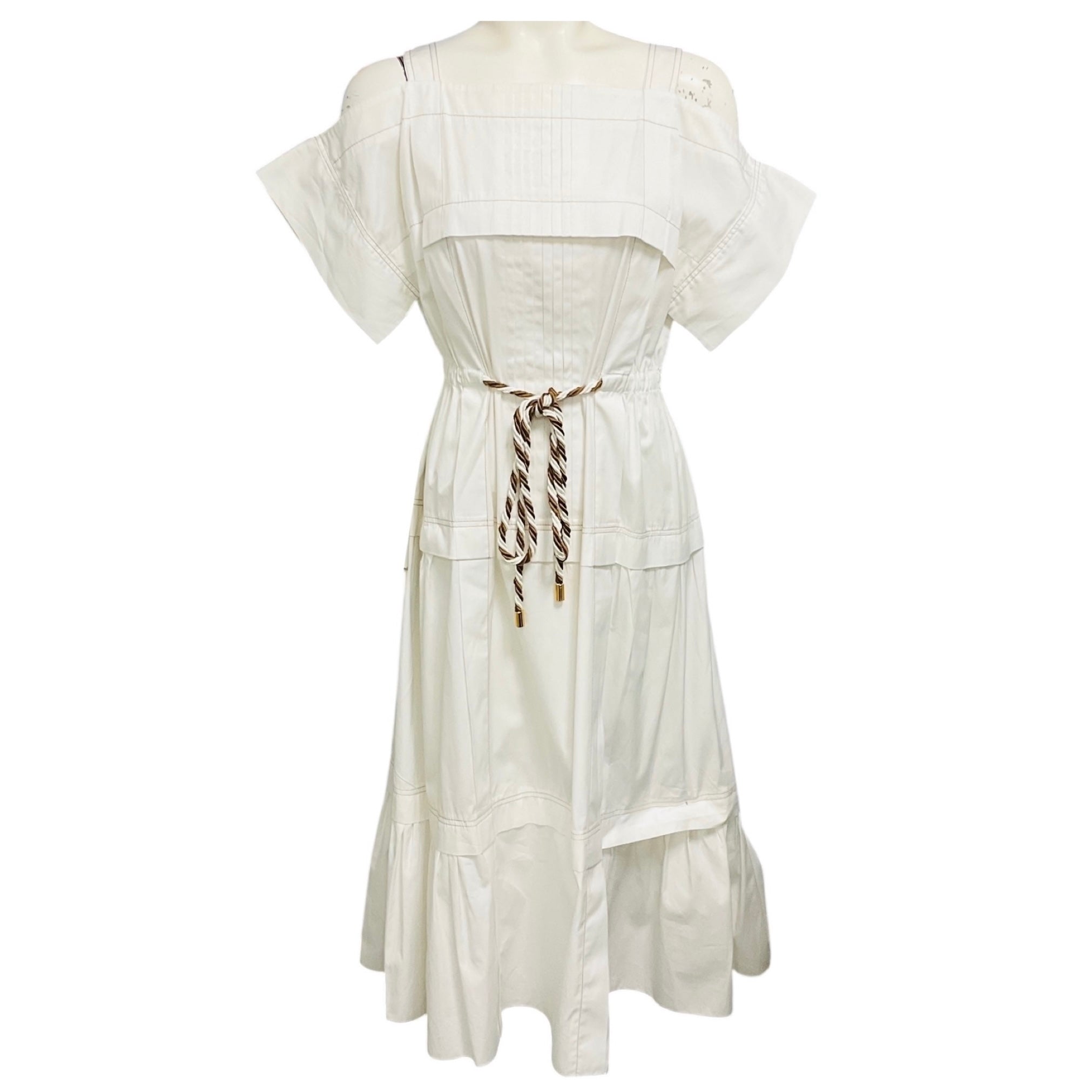 Peter Pilotto White Cold Shoulder Cotton Midi Dress
