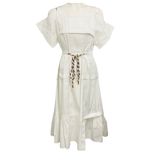 Peter Pilotto White Cold Shoulder Cotton Midi Dress