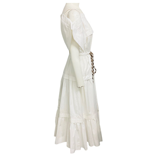 Peter Pilotto White Cold Shoulder Cotton Midi Dress