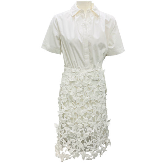 Simkhai White Colette Floral Guipure Applique Midi Dress