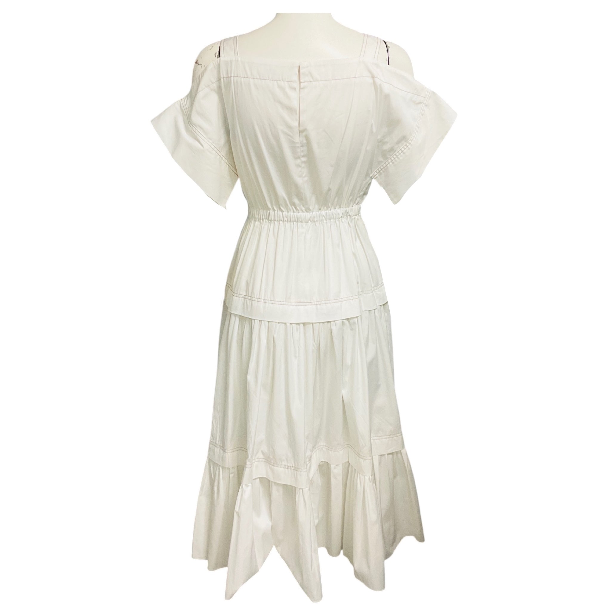 Peter Pilotto White Cold Shoulder Cotton Midi Dress