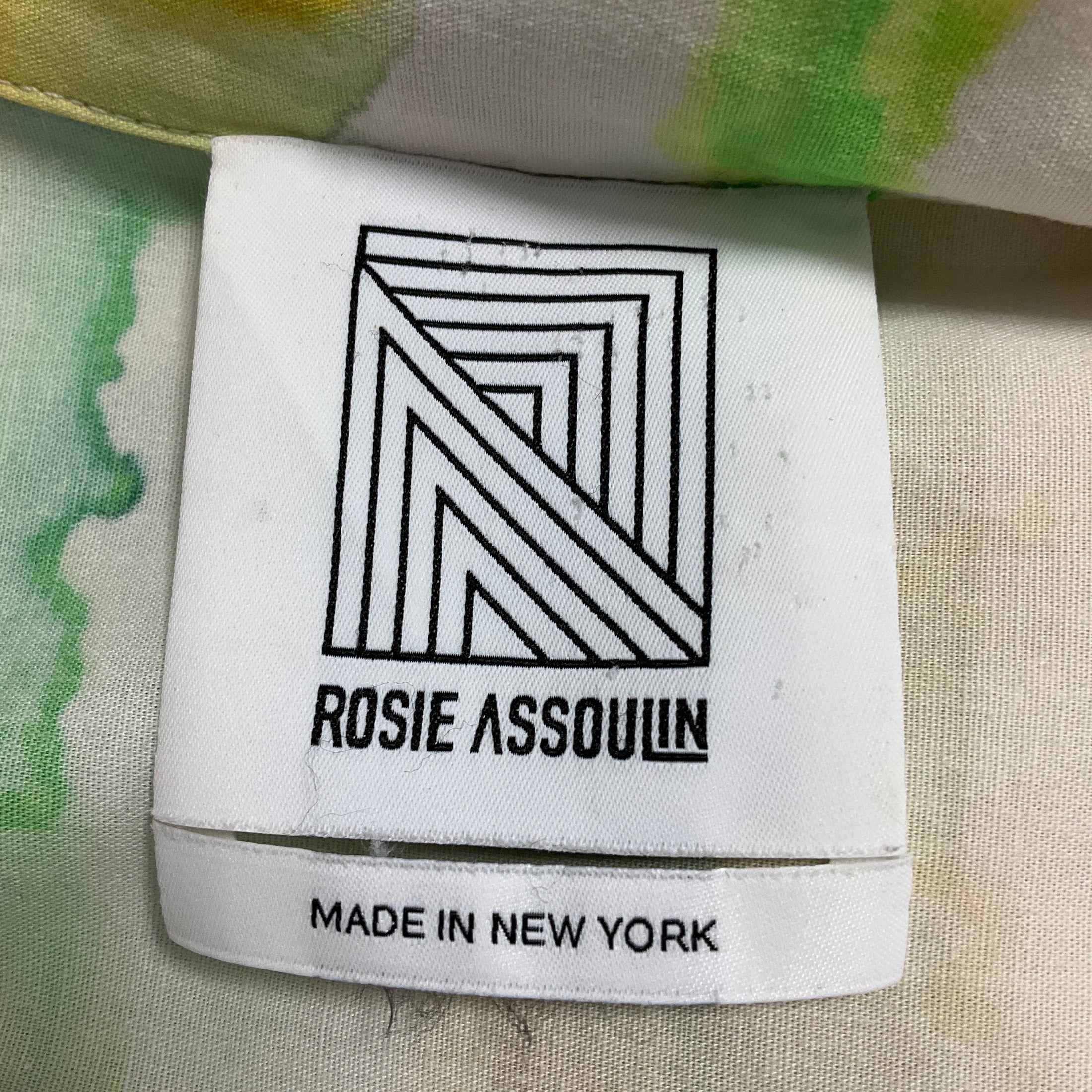 Rosie Assoulin Ivory Multi Watercolor Print Short Sleeved Midi Dress