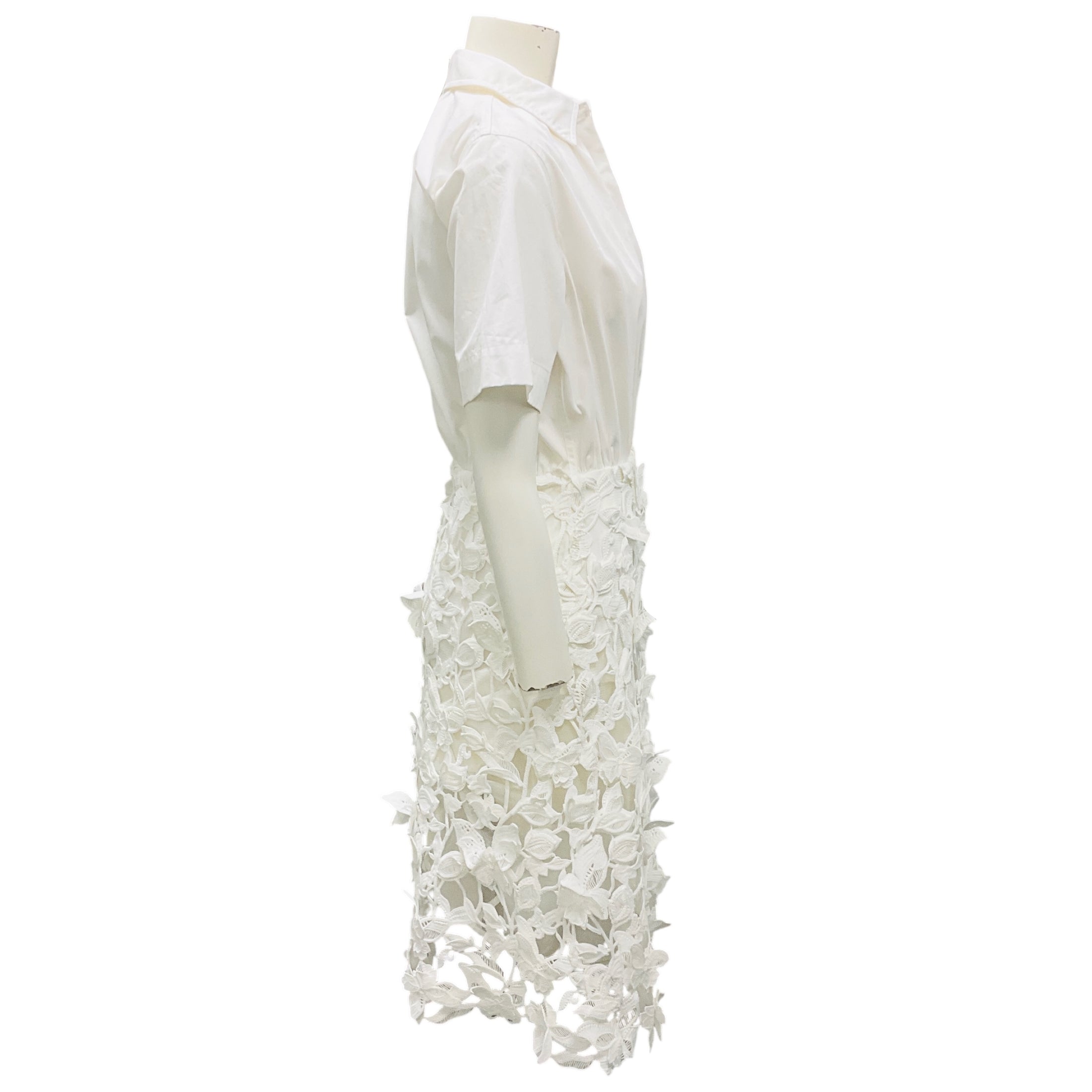 Simkhai White Colette Floral Guipure Applique Midi Dress