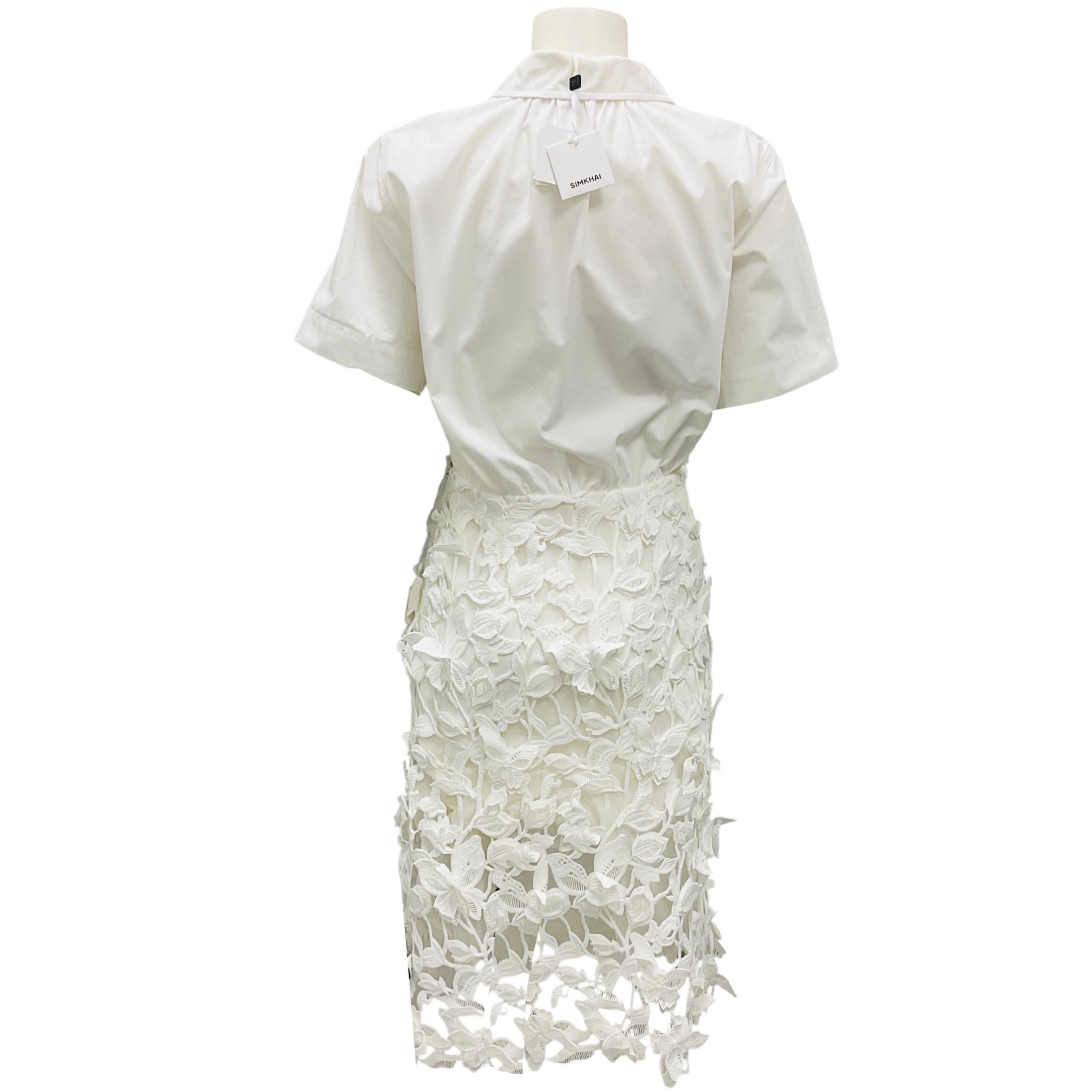 Simkhai White Colette Floral Guipure Applique Midi Dress