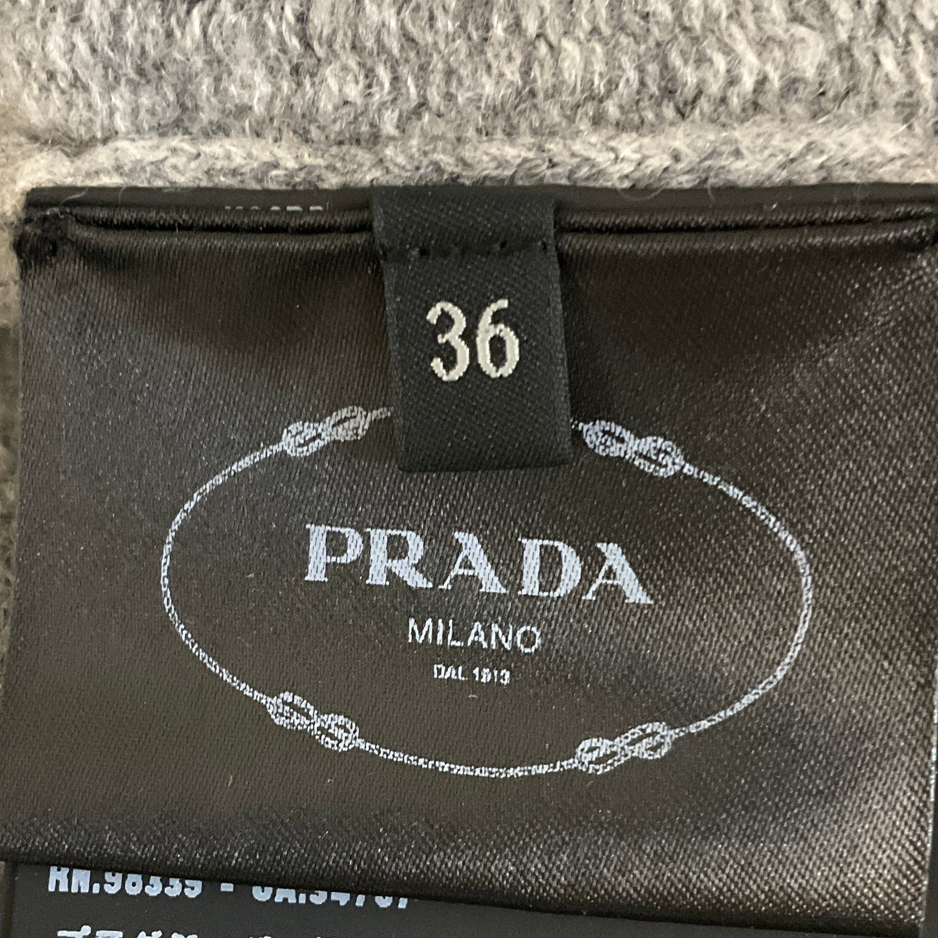 Prada Light Heather Grey Long Sleeved Cashmere Knit Crewneck Dress