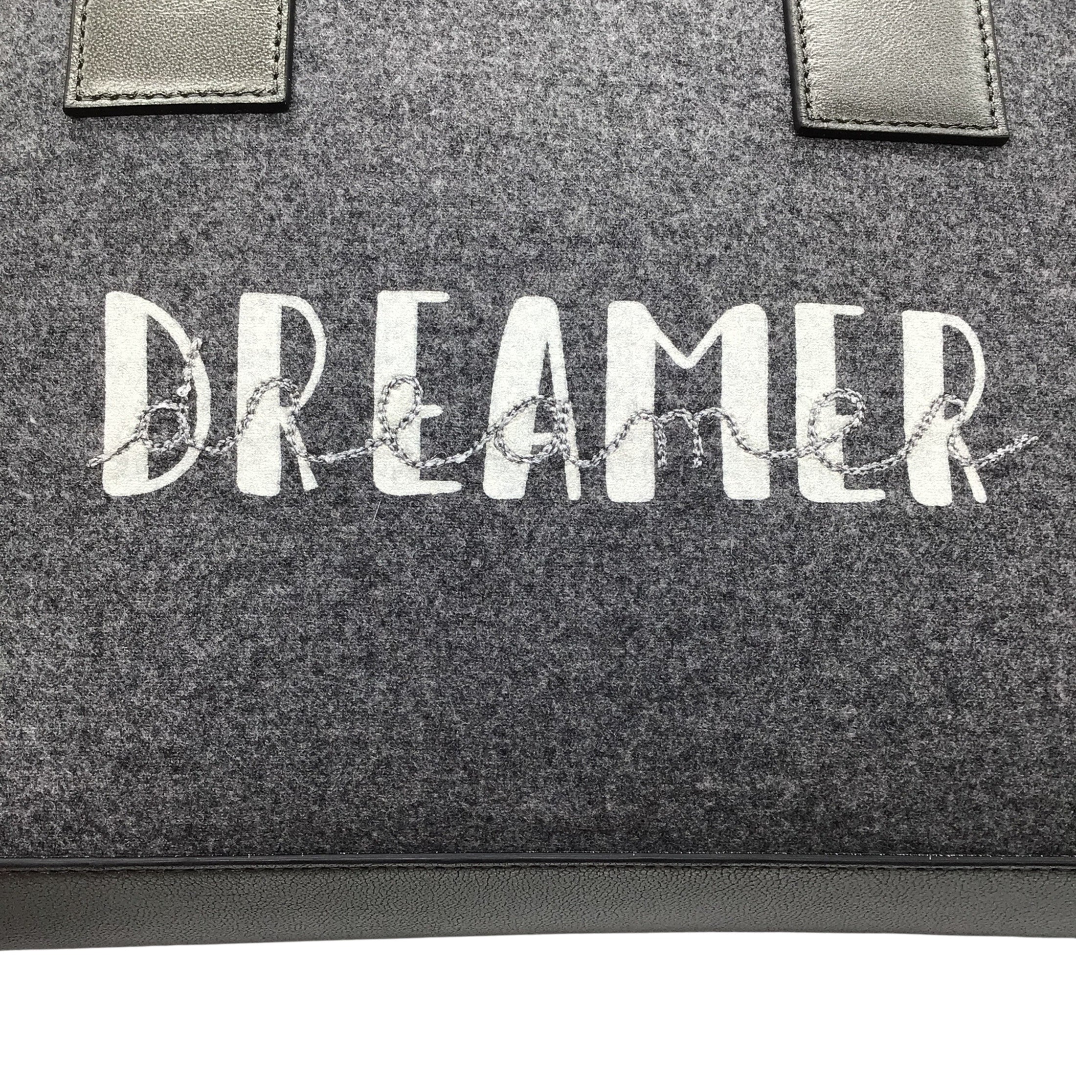 Brunello Cucinelli Grey Leather Trimmed Wool Dreamer Tote Handbag