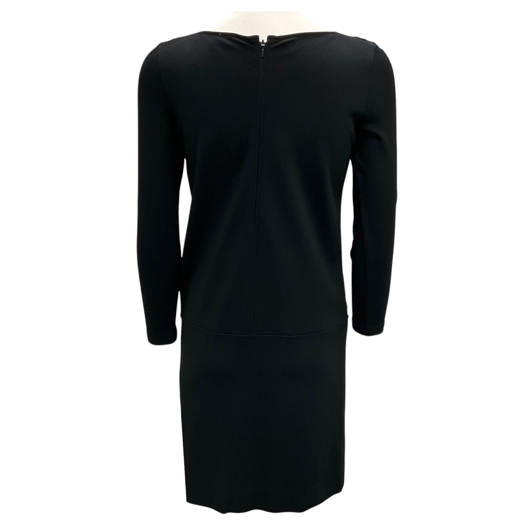 Ralph Lauren Black Label Black Lambskin Leather Trimmed Jersey Dress