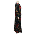 Load image into Gallery viewer, Ba&sh Black Noir Patty Floral-print V-neck Flounce Midi Dress
