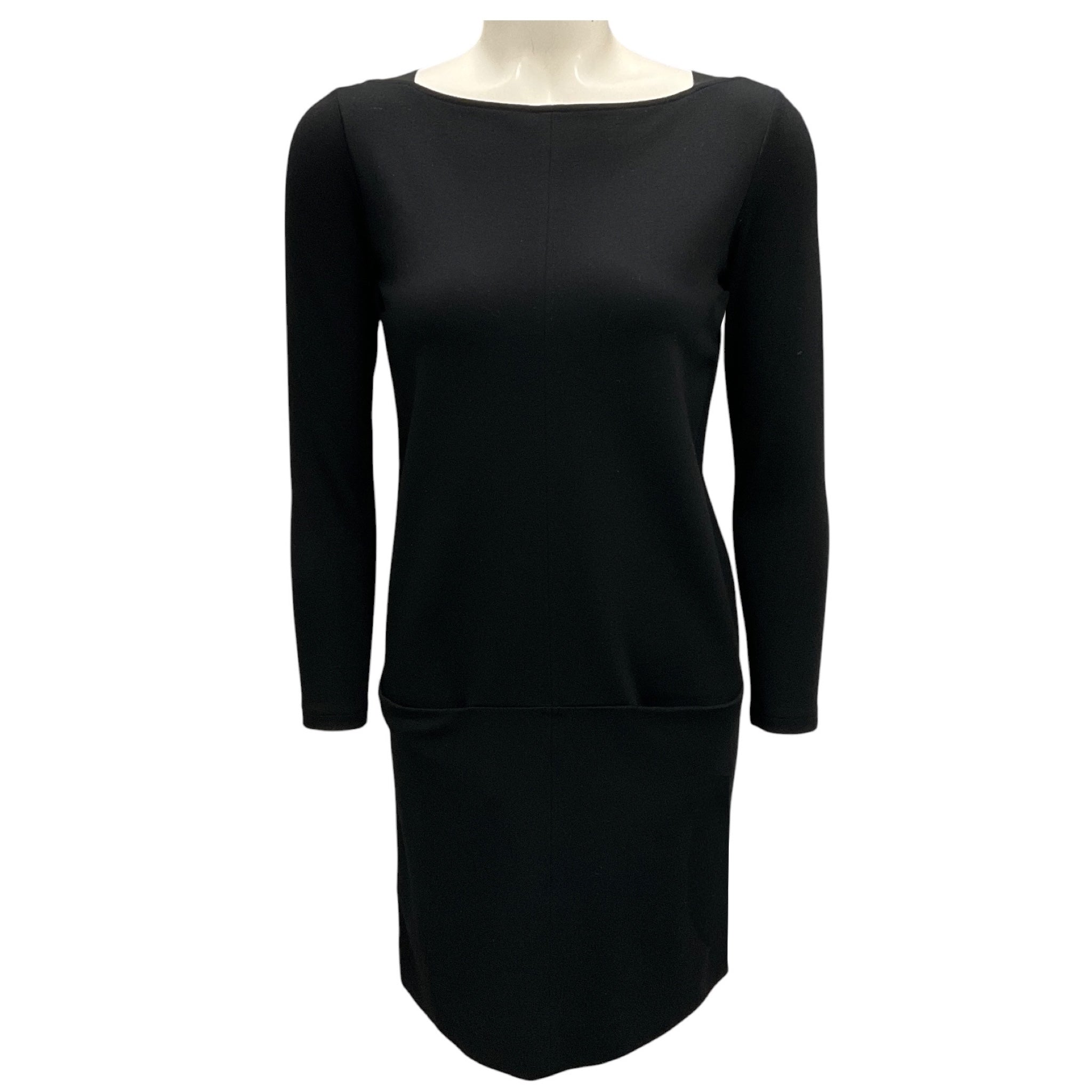 Ralph Lauren Black Label Black Lambskin Leather Trimmed Jersey Dress